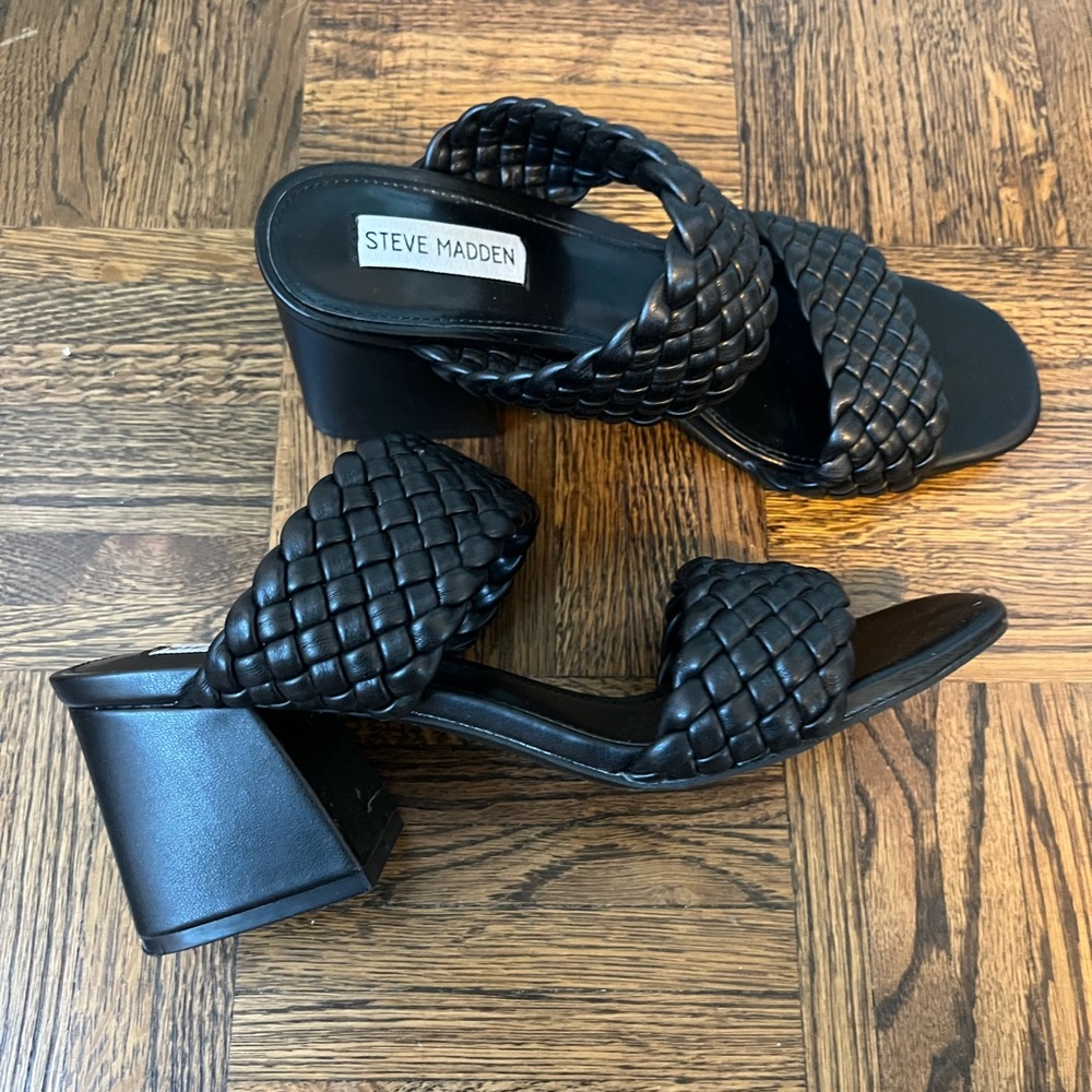 STEVE MADDEN braided slip on sandal heels